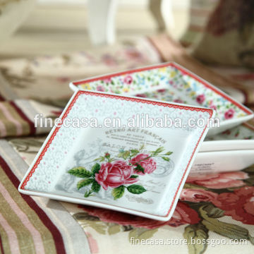 4.75 Inches Elegant Fine New Bone China Small Square Dish of Spring in Paris